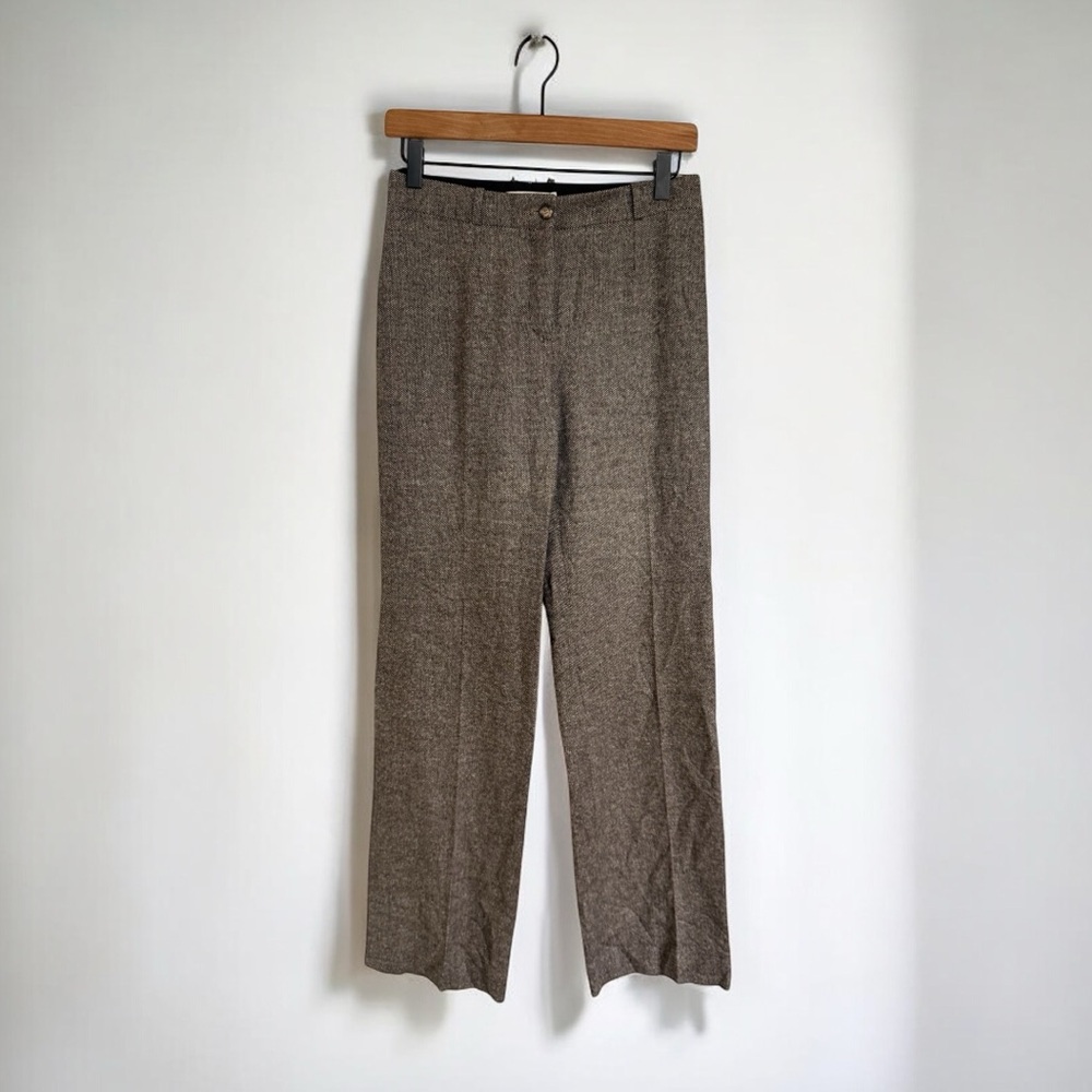 Celine Brown Wool Textured Trouser Pants